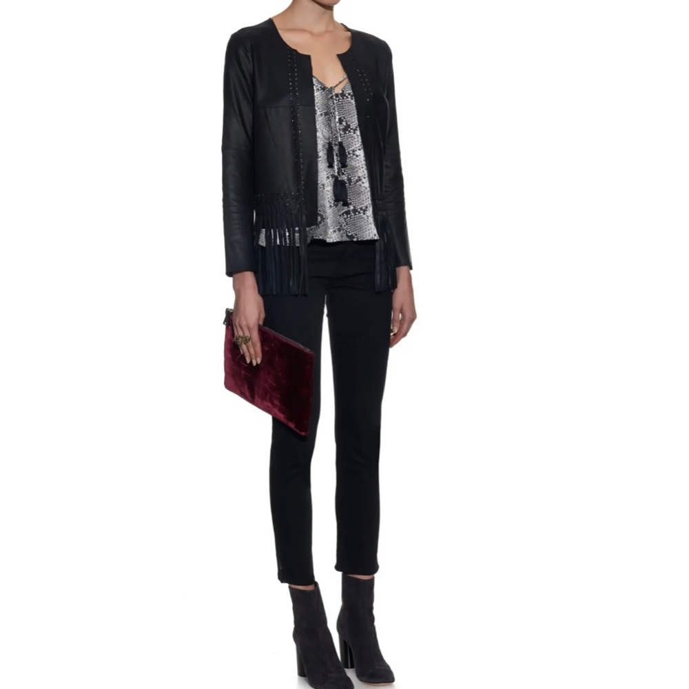Elizabeth And James Black Leather Fringe Lightweight Garvin Jacket S New